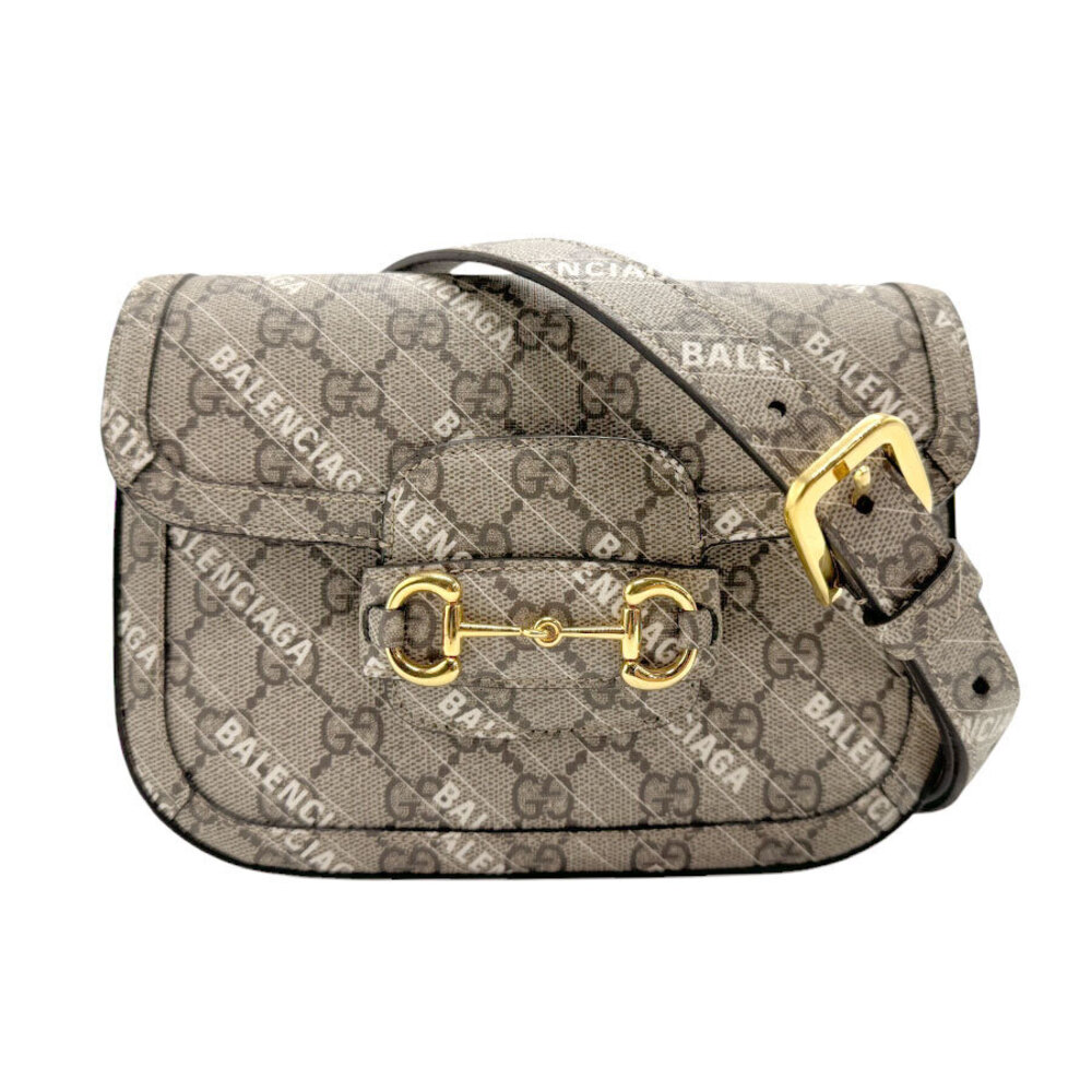 Gucci Bag Crossbody Shoulder Balenciaga GG Supreme Canvas Brown Off White Gold